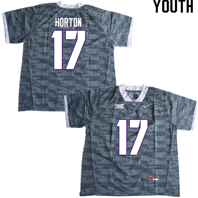 Youth #17 Dylan Horton TCU Horned Frogs College Football Jerseys Sale-Gray - Click Image to Close